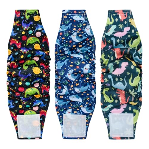 DiiWmme 3 Pack Reusable Dog Belly Bands for Male Dogs Washable and Adjustable Dog Nappies for Incontinence Marking Training Super Absorbent (Dark S count 1)