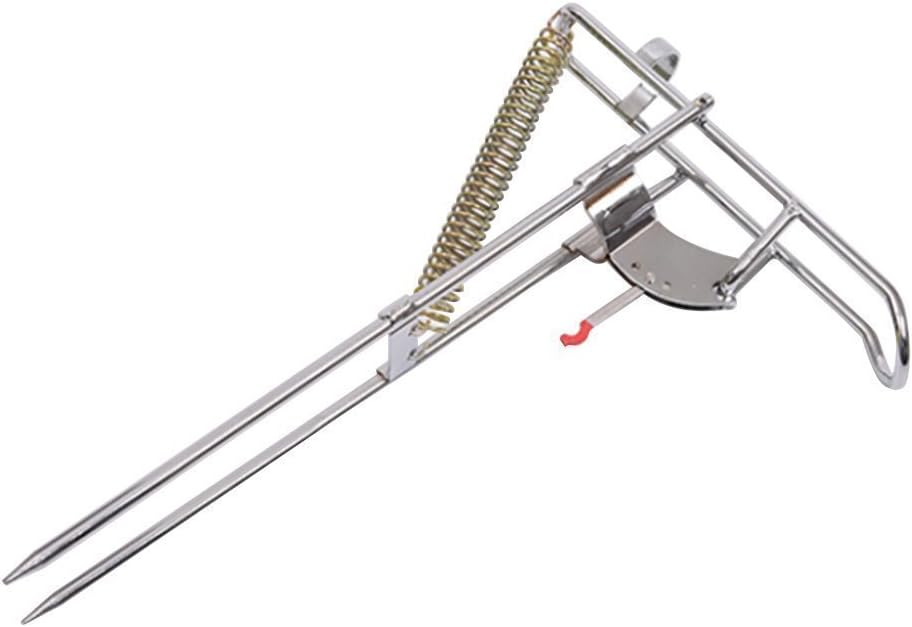 LeaningTech RHA-01 Stainless Fishing Rod Holder Rack, with Automatic Tip-Up Hook Setter, Double Spring, Adjustable Folding Holder, Silver