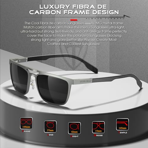 ATTCL Square Polarized Sunglasses Men: UV Protection FibraX Carbon Sunglass for Driving, Fishing, Travel, Mens Shades2