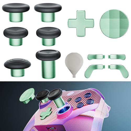 Image of 14-in-1 Controller Accessories Kit Compatible with Xbox Elite Series 2, 6 Premium Metal Thumbsticks, Swap Joysticks, 4 Interchangeable Paddles, 2 D-Pads, 1 Tool & 1 Storage Bag (Macaron Green)