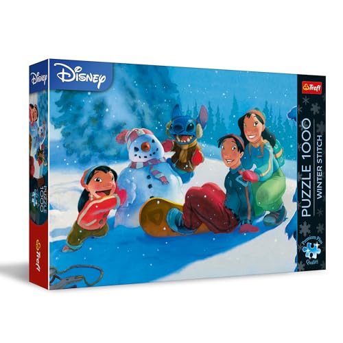 Trefl Premium Plus Quality - Lilo & Stitch Puzzle, Winter Stitch - 1000 pièces, série de Puzzles sur Le thème des Personnages de Contes de fées, pour Adultes et Enfants âgés de 14 Ans et Plus