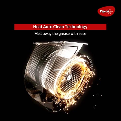 Image of Pigeon Atmos 75 cm BLDC T Shape Kitchen Chimney 1500 m3 /hr | Filterless Autoclean Kitchen Chimney | 12 Years Motor and 2 Years Comprehensive Warranty |Black | 9 Speed Touch Control + Motion Sensor