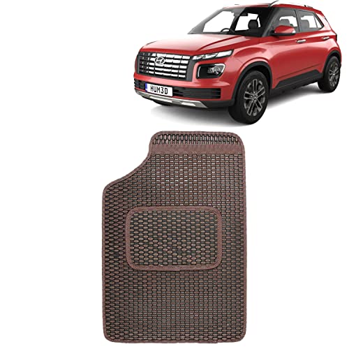 Image of Kingsway Dotted Design Car Floor Foot Mats Universal Fit for Hyundai Venue, Model Year : 2022 Onwards, Water and Dustproof, Color Brown, Set of 5 Pieces