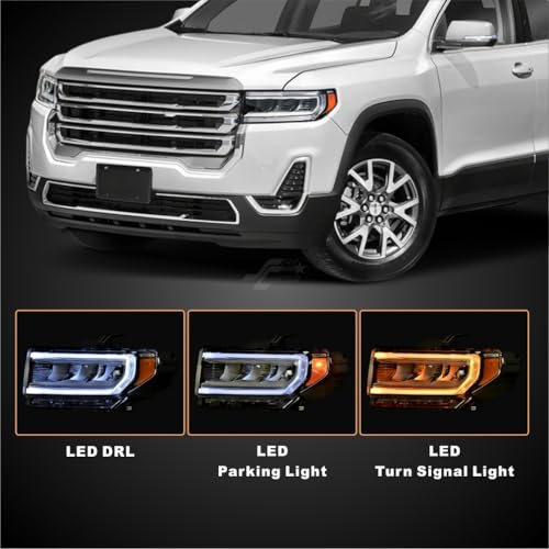 STARCLUSTER Headlight Assembly for 2020-2024 GMC Acadia SL/SLE/SLT/Denali, Driver Side(Left), Fit Factory LED Models Chrome Bezel Only, Replacement 84902387 GM2502506, without IntelliBeam Headlamp - Image 3