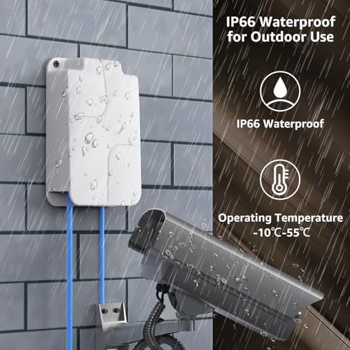 Image of YuanLey 4 Port Outdoor PoE Extender 1 in 3 Out, IEEE 802.3af /at Mini 4 Channel PoE Repeater IP66 Waterproof, Vlan, Extend 250m(Total 350m), Wall Mount Passthrough POE Amplifier, Plug and Play