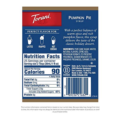 Torani Syrup, Pumpkin Pie, 25.4 Ounces (Pack Of 4) #TOP2