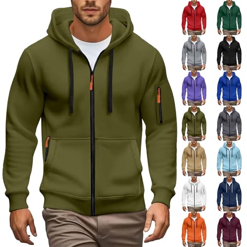 Generisch Sweatjacke Herren Leicht, Hoodie Herren Oversize Mit Reißverschluss Pulli Pullover Dünne Kordelzug Kapuzenmantel Mit Kapuzemantel Sweater Kapuzenpulli
