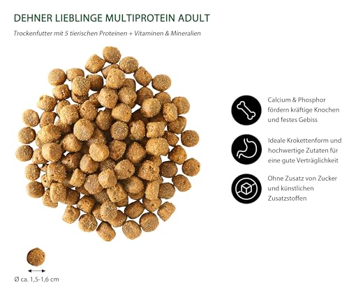 Dehner Lieblinge Hundefutter, Trockenfutter zuckerfrei, für ausgewachsene Hunde, Geflügel / Wild / Fisch, 12 kg