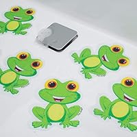 Non Slip Bath Mat Stickers - Modern fun Stylish Alternative to Rubber Suction Mat - Strong Adhesive Textured Stick on Anti Skid safety Treads for Baby Toddler Child - SLIPS AWAY® (5x Finlay Frog)
