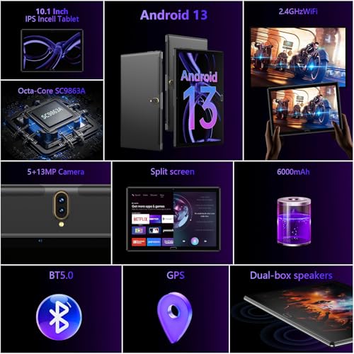 ANTEMPER Tablet 10.1 Inch-Android Tablet 64GB ROM 1TB Expandion BT5.0 WiFi 18MP Dual Camera Octa-core SC9863A 1200 * 800IPS 6000mAh Stereoscopic Dual Speakers GPS Black by ANTEMPER - Image 2