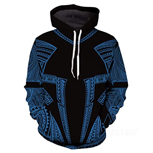 Sweat à capuche Harajuku imprimé polynésien 3D unisexe taille XXXXXL