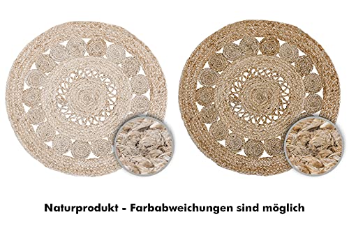 LUXOR- Living Balo Jute Rug - Round, Sustainable Boho Rug - Beige - 80 cm, Natural, 80 cm (Round) - Image 4
