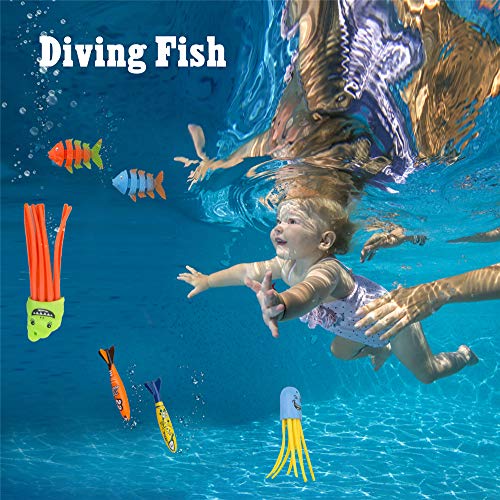 Cakuni Underwater Swim Pool Diving Toys - Summer Swimming Dive Toy Sets - Water Rings,Sticks,Octopus,Torpedo Bandits,Fish & Balls for Kids - Thumbnail 3