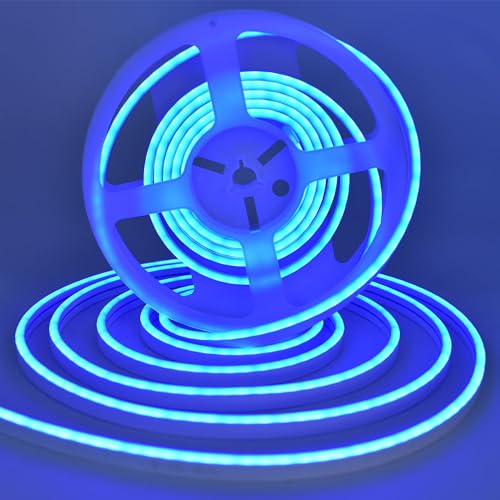 SUYOOULIN LED Neon Light Rope, 13000LM LED Strip Lights, Outdoor Flexible String Light, DC 12V 16.4Ft 2835 600 LEDs Silicone Tape Bar Light for Home, Indoors, Decor DIY, Sign Letter (Blue)