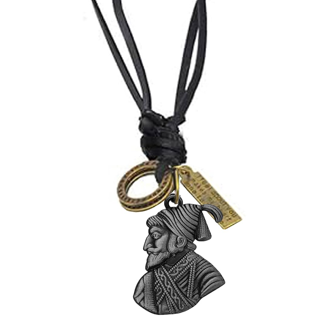 Religious Ch. Shivaji Maharaj Grey Metal And Leather Pendant Necklace Chain For Men And Women-image-21