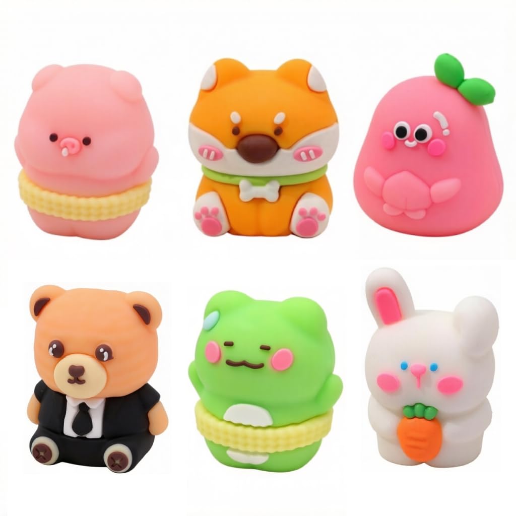 6 PCS Cute Animal Cartoon Pencil Sharpeners - Soft Grip Manual Sharpener, Mini Stationery for Office, Home & Adults