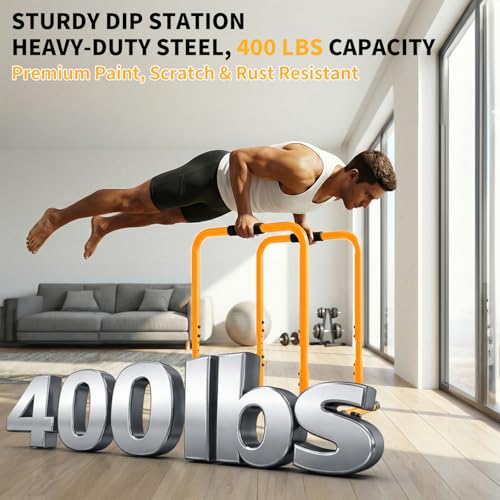 Image of NEWBULIG Dip Bar Station, Adjustable Parallel Parallettes Bar with Soft High-Density Foam Handles, Heavy Duty Dip Stands Workout Equipment for Home, Gym, Patio, Office