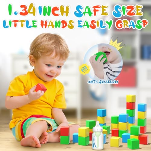 Image of Magnetic Blocks, 28PCS Magnetic Building Blocks, 1.34 inch 3D Cubes for Toddlers, Preschool Educational Construction Kit, Sensory Montessori Toys Kids Blocks for Boys Girls