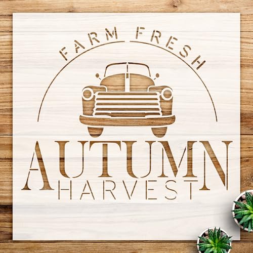Pumpkin Truck Stencil Pattern for Wood and Crafts, Reusable Mylar Template, Ideal for Autumn Decor and Seasonal Art Projects - Size A3 (11.7