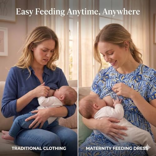 Image of Zero Clothing Feeding Dress for New Moms Casual Loungewear Ankle Length | Cotton Maternity Nighty | Zipless Feeding Dresses for Women | Pregnancy & Nursing Wear