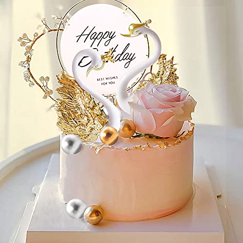 Jevenis Swan Birthday Cake Topper Swan Birthday Cake Decorations Swan Birthday Decorations Swan Birthday Party Supplies Swan Birthday Cake Topper #TOP2