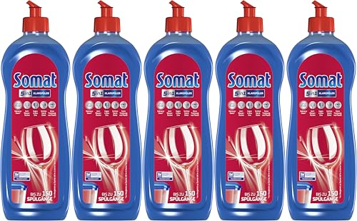 SOMAT 5in1 Klarspüler (5 x 750 ml), Spülmittel-Zusatz für schnelle...