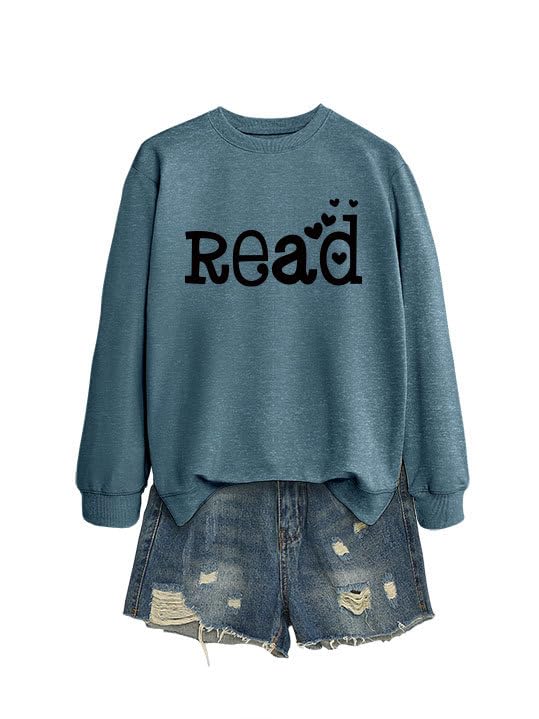 Sweatshirt for Women, Read Sweatshirt Book Lovers and Readers Cute Pinted Long Sleeve Crewneck Pullover
