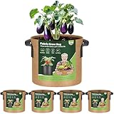 T4U 不織布プランター 布鉢 持ち手付き 5ガロン 5個セット 不織布ポット フェルト 栽培袋 厚手 植え袋 植物育成 花栽培 野菜栽培 園芸 根域制限 茶色…