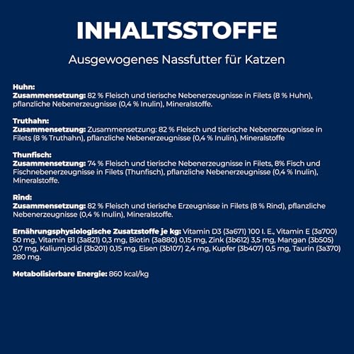 Brit Premium Delicate Nassfutter Multipack für Katzen, zarte Filets in Soße, Huhn, Truthahn, Rind & Thunfisch, proteinreiches Katzenfutter, 12 x 85 g – Bild 7