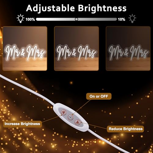 Image of 20in Mr and Mrs Wedding Neon Signs-Adjustable USB Mr and Mrs Light Up Sign Neon Wedding Decor Signs Backdrop Decorations for Reception Anniversary Engagement Gifts