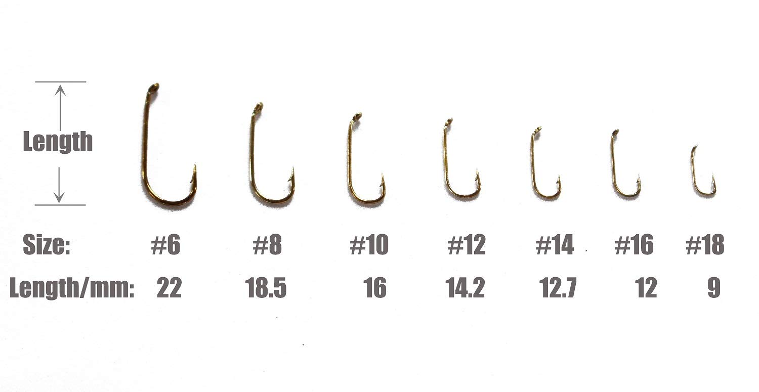Tigofly 50 pcs/lot Bronze Color Fly Tying Hook Standard Dry Flies Fly Fishing Barbed Hooks Size 6# 8# 10# 12# 14# 16# 18# (16)