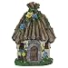Exhart Twigs Roof Fairy House Outdoor Decor - Fairy Cottage Resin Statue with Solar Garden Lights, Miniature Fairy Hut Solar Home Decor for a Magical Fairy Garden, 9" L x 9" W x 15" H