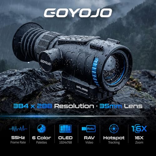 GOYOJO GRL335 Thermal Riflescope for Hunting, 384x288 Thermal Imaging Scope with High Sensitivity 35mm Optics Night Vision Rifle Scope, 4-16X Magnification, 55Hz RAV & IP65 Waterproof - Thumbnail 2