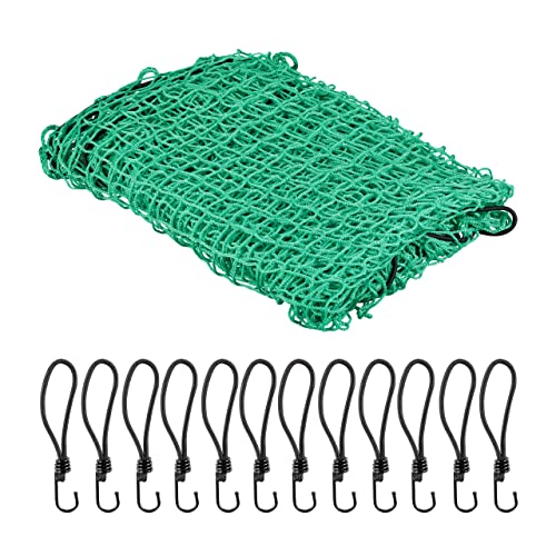 Relaxdays Anhängernetz 3 x 4 m, mit 12 Haken, Eckmarkierungen, Gummiseil, Anhänger Ladungssicherung, Abdecknetz, grün