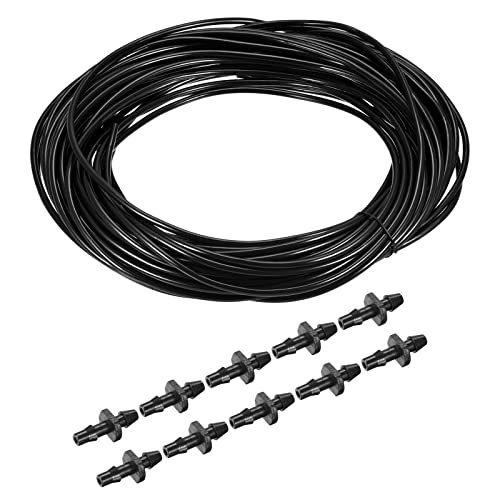 M METERXITY 1 Juego Goteo Riego Tubo Manguera - 3mm Diámetro interior Riego Piezas Kits 30M Longitud Aplicar a Jardín, Negro(20 Recto Barbas)