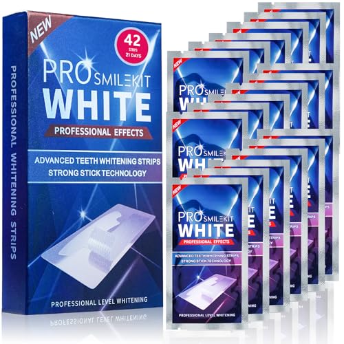 Tiras Blanqueadoras Dientes, 42 Piezas Blanqueador Dental Profesional Teeth Whitening Strips, Fórmula no sensible Seguro para el Esmalte