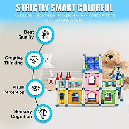 Strictly Smart 3D Castle Puzzle Doll House- 268 Pcs Wooden Dollhouse Kit- Diy Miniature House Kit For Girls And Boys- Playset Toys Figures & House Playsets- Dollhouse 3D Puzzle- House Building Kit #TOP4
