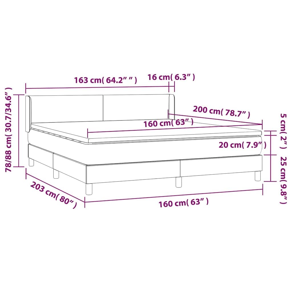 Łóżko kontynentalne z materacem, czarne, 160 x 200 cm, aksamitne łóżko tapicerowane z zagłówkiem i materacem ze sprężynami kieszeniowymi, lite drewno modrzewiowe, wygodne łóżko podwójne do