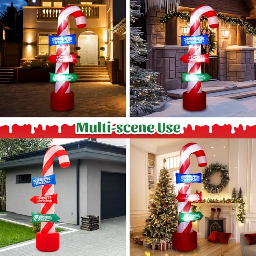 SOLLED 8 FT Outdoor Candy Cane Stacking Sign Inflatables with LED Lights Blow Up Yard, Garden, Outdoor Inflatable Christmas Candy Canes Xmas Blow Up Decor for Holiday,Outdoor Dec for Christmas Parties