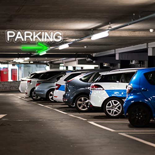 Image of Parking Neon Signs for Wall Decor Neon Lights for Bedroom Led Business Signs Suitable for Underground Parking Christmas Gift Led Art Wall Hanging 5V Power Adapter, 16.2 * 7 Inch(White)