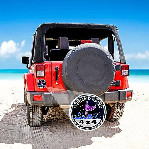 Image of EDINGM 2 PCS Mermaid Rated Metal Car Emblem, 4x4, Universal Fit, Compatible with Jeep Wrangler, Truck, SUV, RV