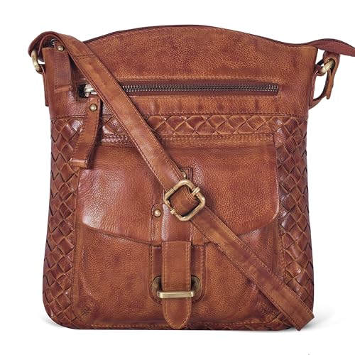 Image of Oak Leathers Leather Crossbody Bag For Women With Adjustable Sling Strap - Medium Size Crossover Shoulder Handbag Purse