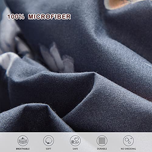 Joyreap 7 Piece Bed In A Bag, Floral Bedding Set Queen Size Comforter Set For All Season- Elegant Flower Print On Navy- 1 Comforter, 2 Pillow Shams, 1 Flat Sheet, 1 Fitted Sheet, 2 Pillowcases #TOP5