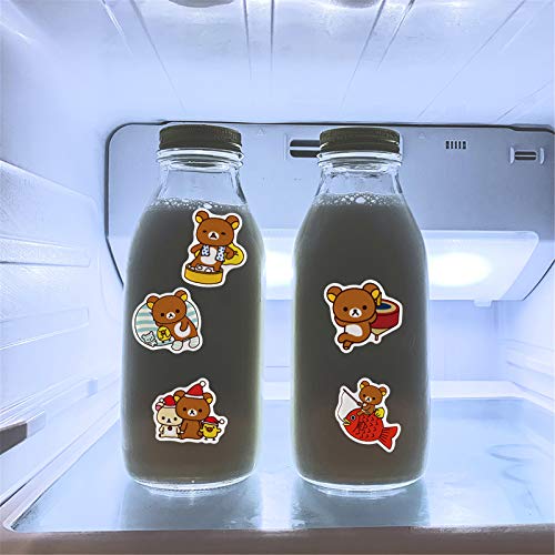Kawaii Cartoon Bear Stickers 50PCS Laptop Stickers for Kids and Teens Vinyl Waterproof Sticker Pack for Skateboard Bike Water Bottles Hydro Flask Phone Suitcase, Rilakkuma