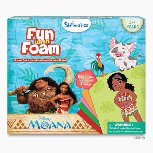Image of Skillmatics Fun with Foam - Disney Moana, Art & Craft Kit, Gift for Kids | 3D Foam Stickers, Mess-Free Fun for Girls & Boys, Fans of Moana, Maui, Simea DIY Felt Craft Kits for Ages 3, 4, 5, 6, 7
