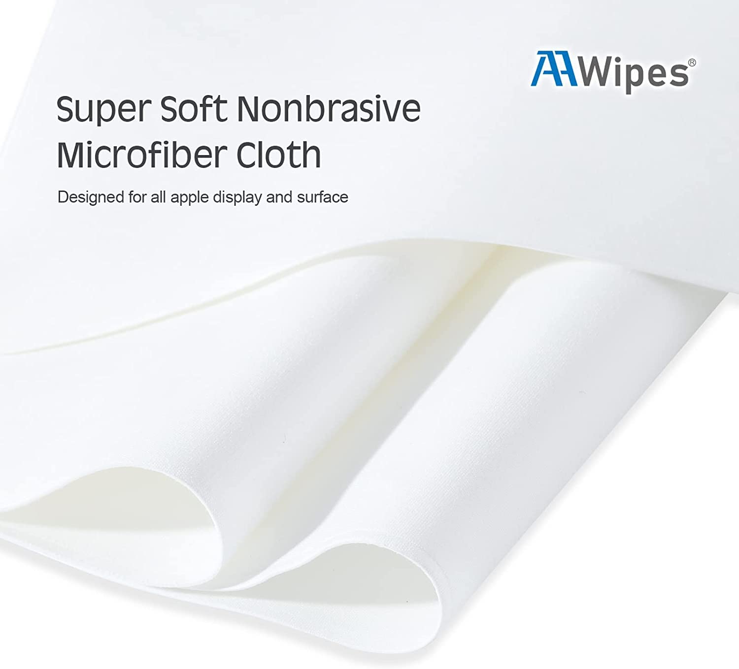 AAwipes X3603 Poliertücher, 10 Packungen (16 x 16 cm, weiß, 320 g/m², superfein), kompatibel mit Apple iPhone, iPad, MacBook, iWatch, weiche und nicht scheuernde 2-lagige Mikrofaser-Reinigungstücher
