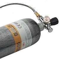 Vista 2 de Carbon Fiber Air Tank, 30 Cu Ft / 4500 PSI, CE Approved, PCP Paintball Compressed Air System with Regulator Valve (Empty Bottle) (Side Gauge Set)