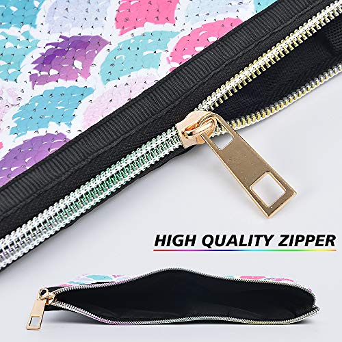 Mermaid Toiletry Bag - Reversible Sequin Cosmetic Bag For Girls Women Pink Portable Vanity Beauty Makeup Pouch Purse Pencil Case Travel Birthday Christmas Gift #TOP3