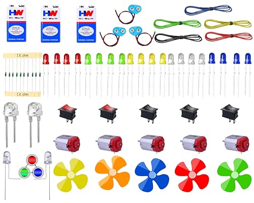Image of School Science Project DC Motor Kit for Kids | Educational DIY Electronics Learning Kit | 60 Loose Components (Multicolour)