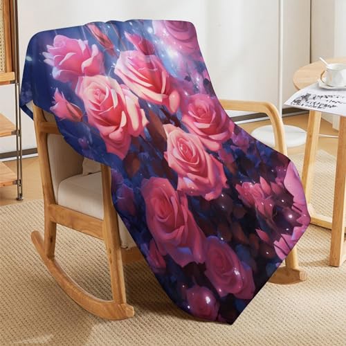 Manta de franela con rosas de alta suavidad colcha decorativa sofá 8